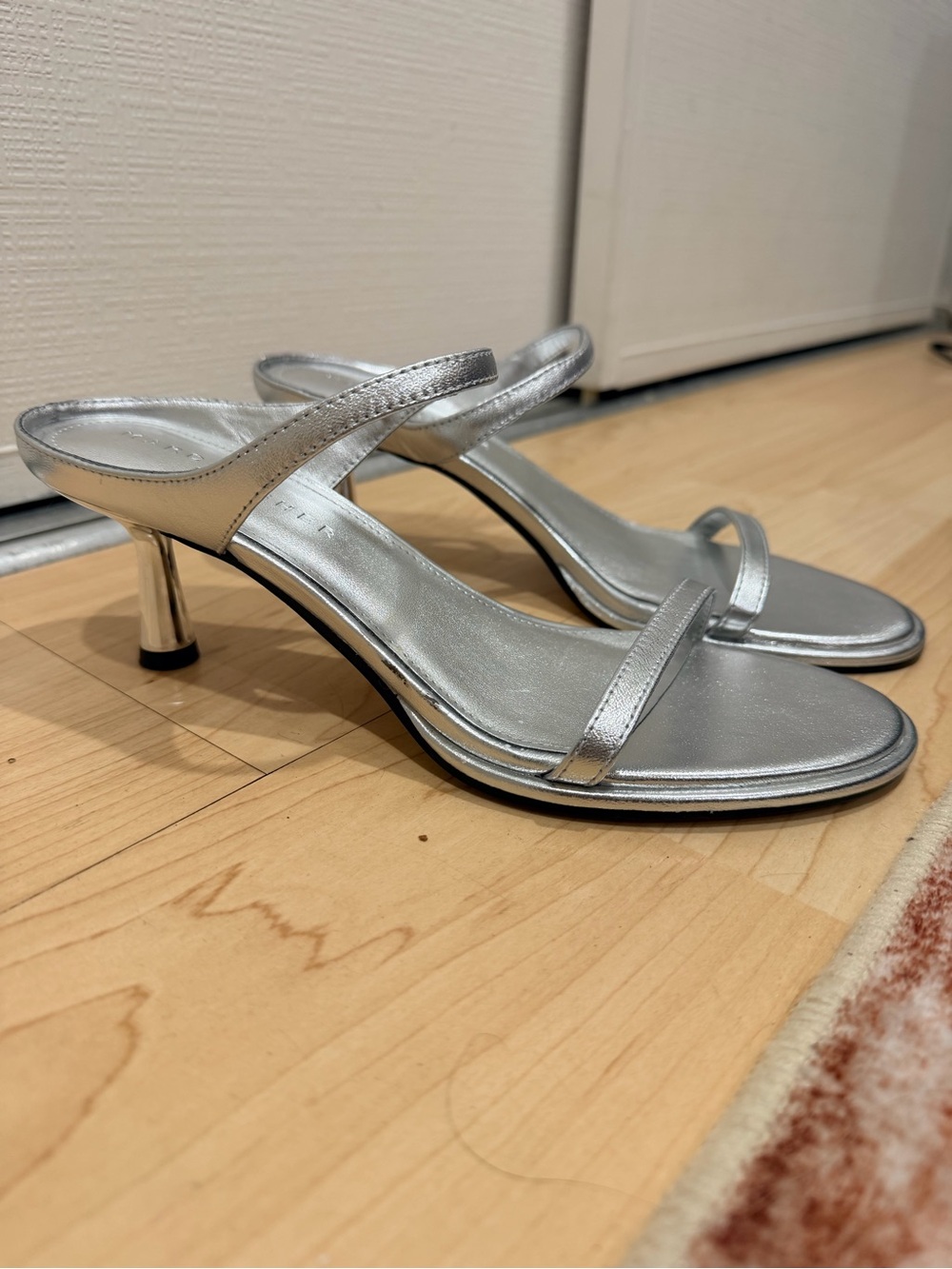 Marc Fisher Alonde Silver Metallic Strappy Kitten Heels
